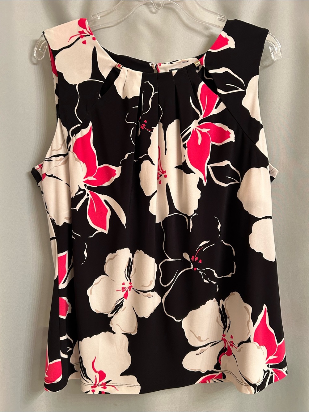 Floral Sleeveless Black & Pink Women's Tank Top